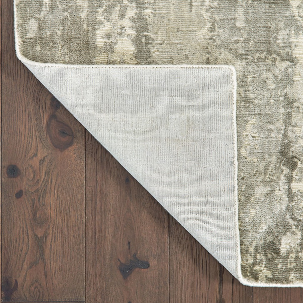 10' X 14' Gray And Ivory Abstract Hand Loomed Distressed Area Rug