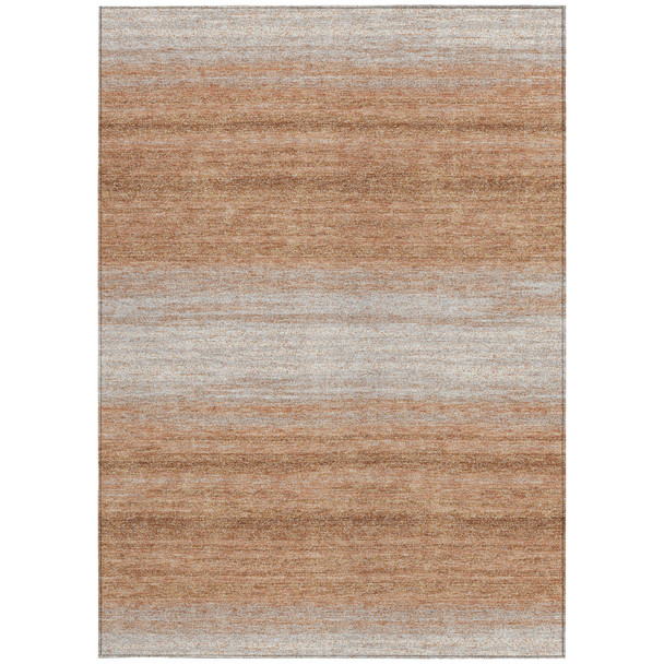 5' X 8' Copper And Beige Abstract Washable Indoor Outdoor Area Rug
