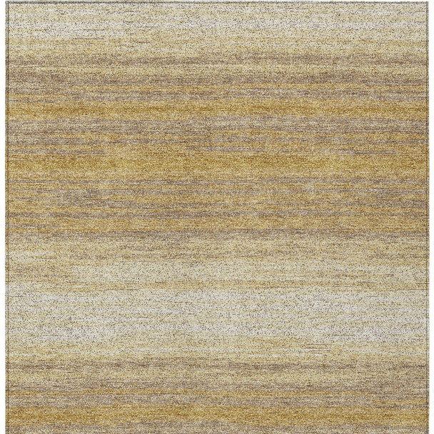 9' X 12' Gold And Beige Abstract Washable Indoor Outdoor Area Rug