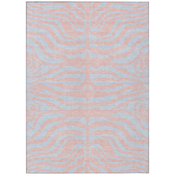 10' X 14' Pink And Gray Animal Print Washable Indoor Outdoor Area Rug
