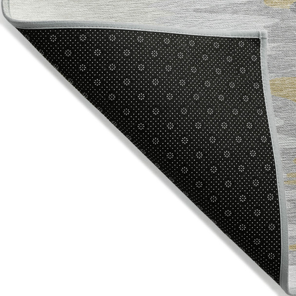 3' X 5' Gray Charcoal And Tan Abstract Washable Indoor Outdoor Area Rug