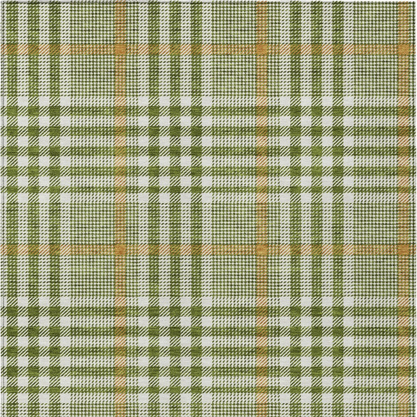 9' X 12' Olive Green Brown And Ivory Plaid Washable Indoor Outdoor Area Rug