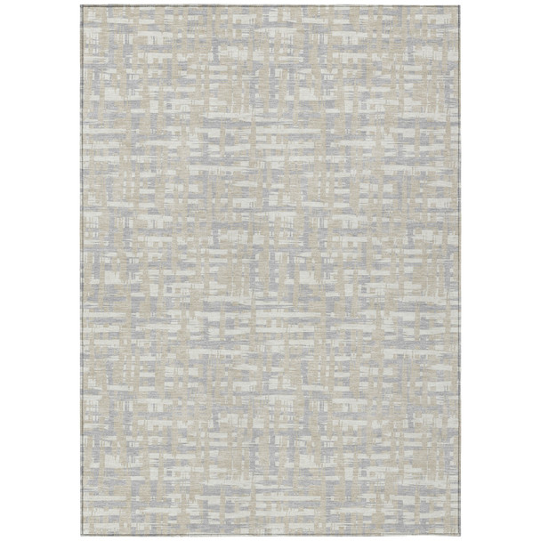 10' X 14' Beige And Gray Abstract Washable Indoor Outdoor Area Rug