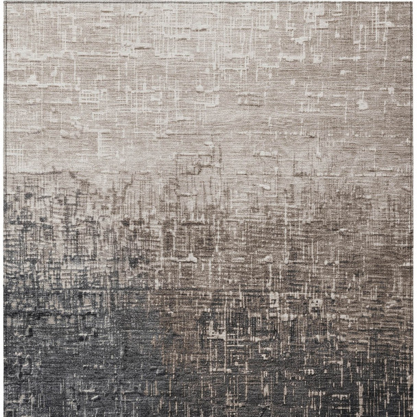 5' X 8' Khaki And Dark Gray Ombre Washable Indoor Outdoor Area Rug