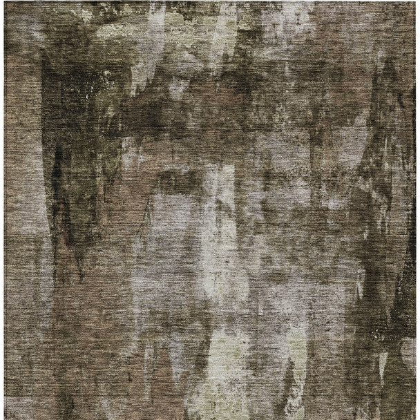 10' X 14' Brown Black And Beige Abstract Washable Indoor Outdoor Area Rug