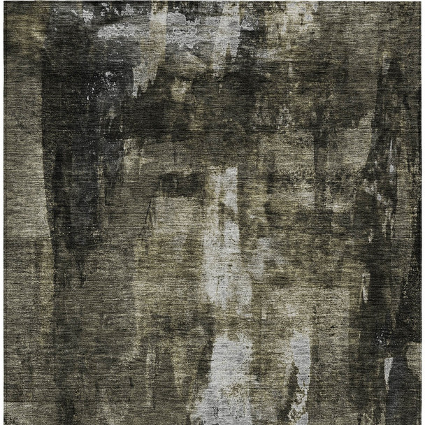 10' X 14' Charcoal And Black Abstract Washable Indoor Outdoor Area Rug