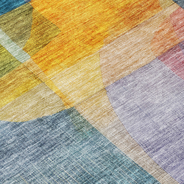 8' X 10' Blue Green And Purple Abstract Washable Indoor Outdoor Area Rug