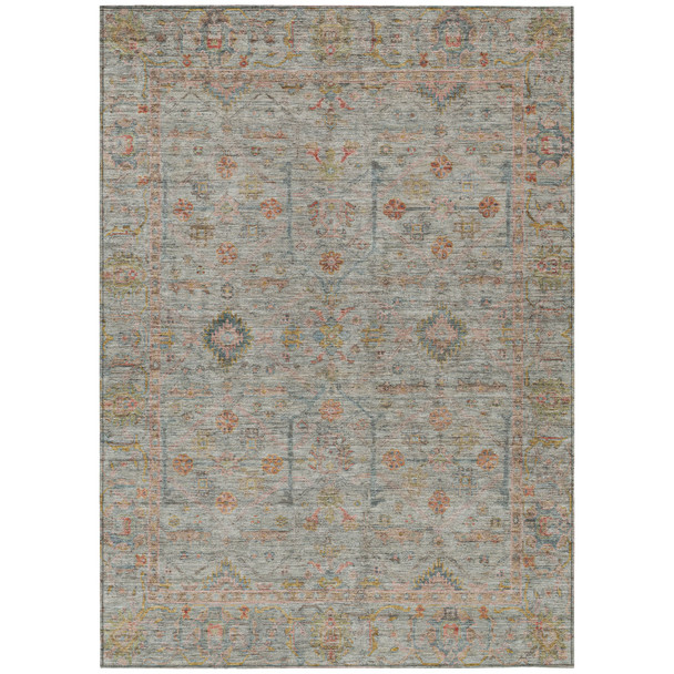 3' X 5' Taupe Terra Cotta And Tan Floral Washable Indoor Outdoor Area Rug