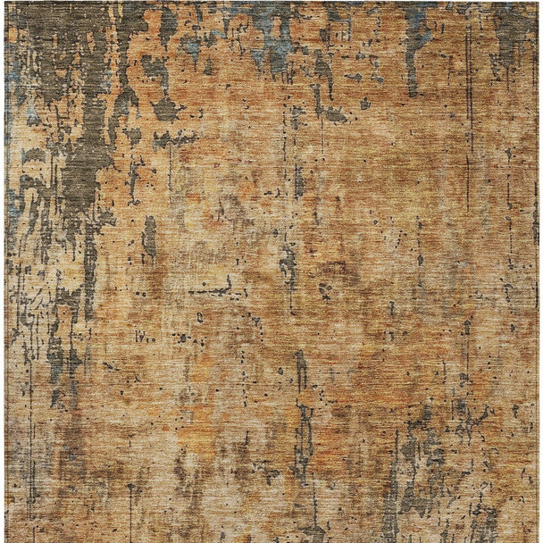 9' X 12' Copper And Brown Abstract Washable Indoor Outdoor Area Rug