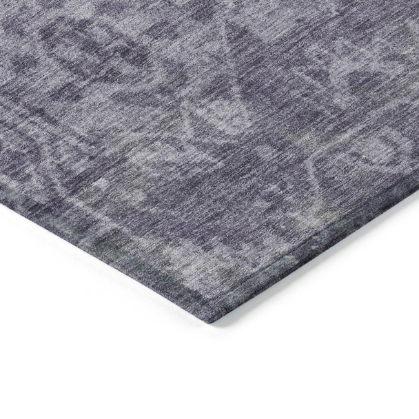 8' Purple Round Oriental Washable Indoor Outdoor Area Rug