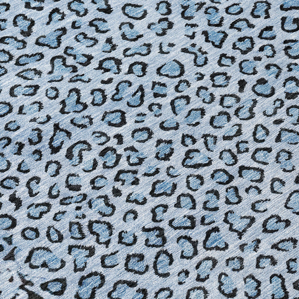 9' X 12' Blue Animal Print Washable Indoor Outdoor Area Rug