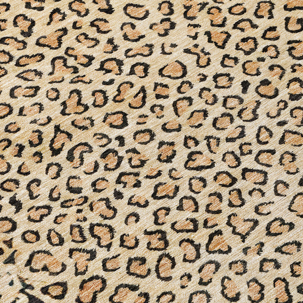 5' X 8' Gold Animal Print Washable Indoor Outdoor Area Rug