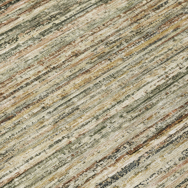 3' X 5' Beige Striped Washable Indoor Outdoor Area Rug