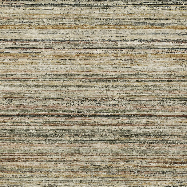 9' X 12' Beige Striped Washable Indoor Outdoor Area Rug