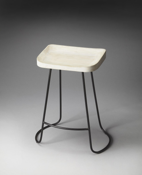 21" Off White and Black Manufactured Wood and Iron Backless Counter Height Bar Chair