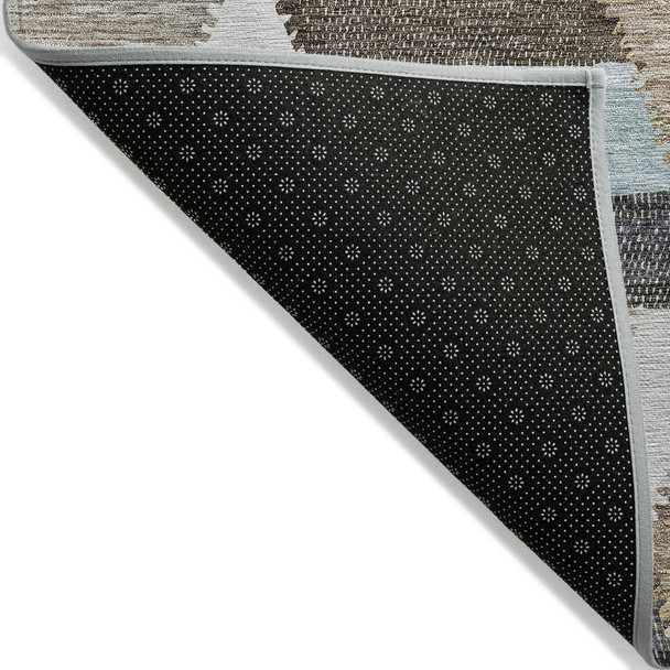 8' X 10' Brown Geometric Washable Indoor Outdoor Area Rug