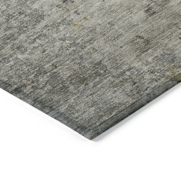 3' X 5' Gray Abstract Washable Indoor Outdoor Area Rug