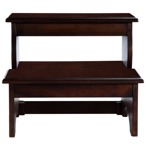 15" Dark Brown Solid Wood Step Stool