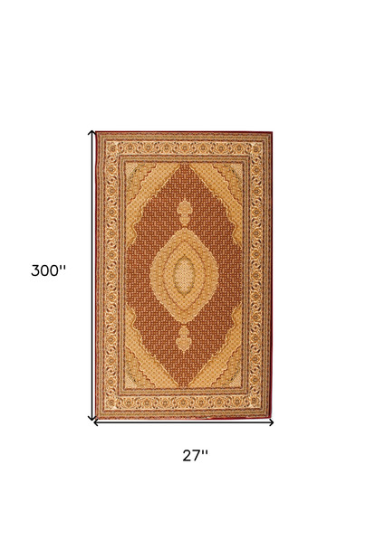 2' x 25' Red And Beige Moroccan Runner Rug