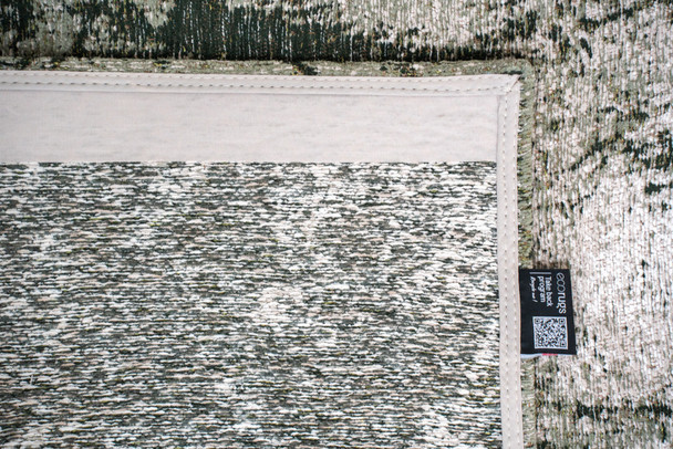 5' X 7' Green And White Abstract Washable Area Rug With UV Protection