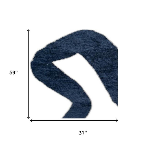 2' X 5' Beige And Blue Abstract Washable Area Rug With UV Protection