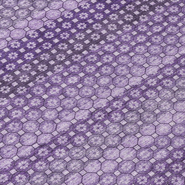 10' X 14' Lavender And Purple Striped Washable Indoor Outdoor Area Rug