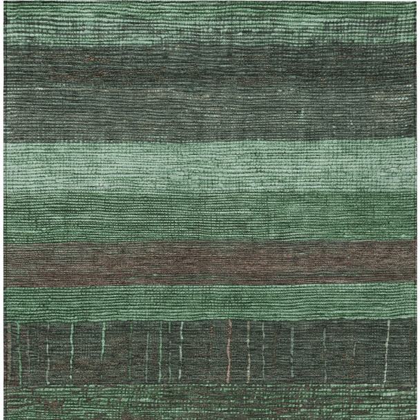 10' X 14' Green And Khaki Striped Washable Indoor Outdoor Area Rug