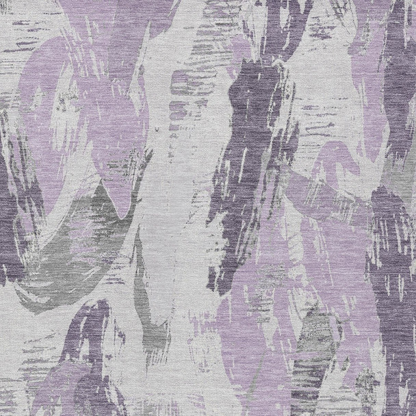 9' X 12' Lavender And Lilac Abstract Washable Indoor Outdoor Area Rug