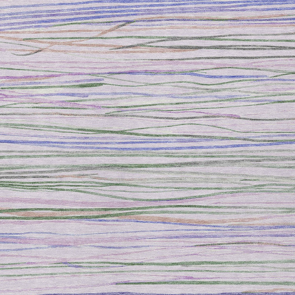10' X 14' Lavender And Mauve Striped Washable Indoor Outdoor Area Rug
