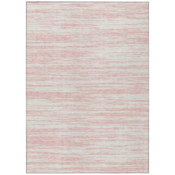 9' X 12' Pink And Ivory Abstract Washable Indoor Outdoor Area Rug