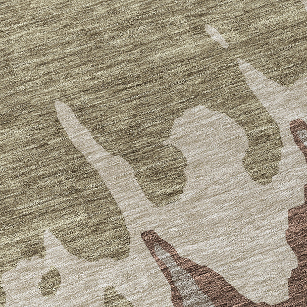9' X 12' Beige And Taupe Abstract Washable Indoor Outdoor Area Rug