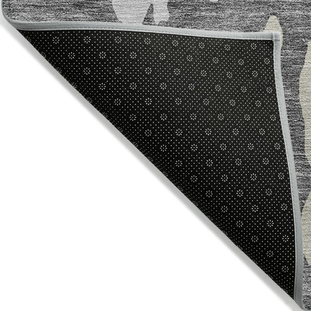 10' X 14' Gray And Silver Abstract Washable Indoor Outdoor Area Rug