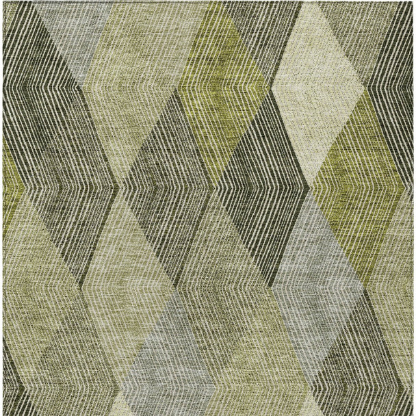 3' X 5' Olive Green Gray And Ivory Argyle Washable Indoor Outdoor Area Rug