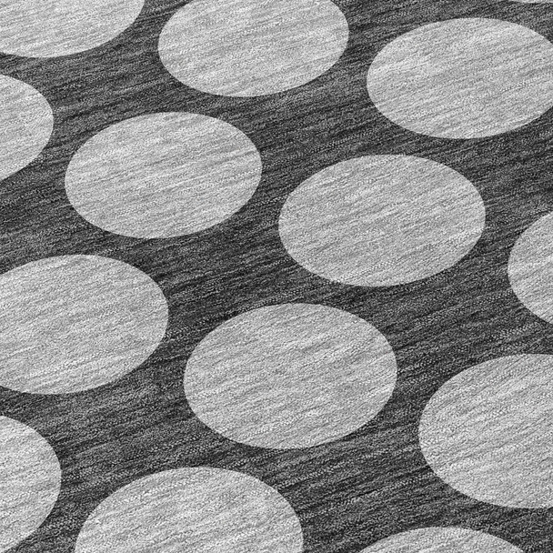 5' X 8' Charcoal And Ivory Polka Dot Washable Indoor Outdoor Area Rug
