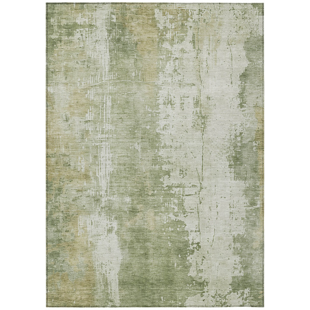 8' X 10' Sage And Ivory Abstract Washable Indoor Outdoor Area Rug