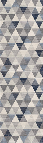 2' X 6' Navy Blue Geometric Diamond Area Rug