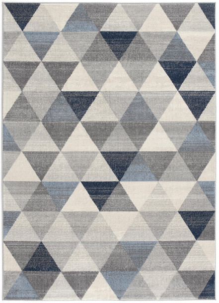 8' X 11' Navy Blue Geometric Diamond Area Rug