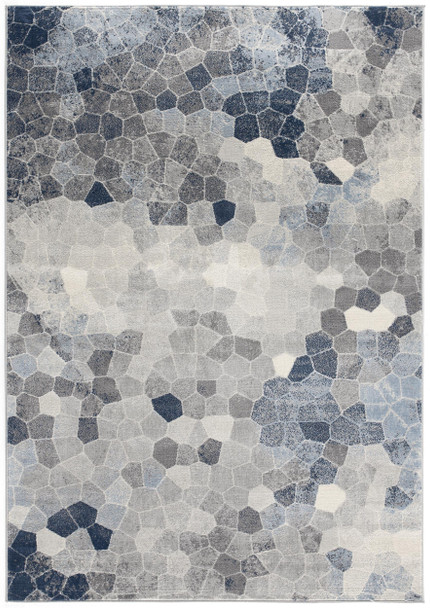 2' X 3' Navy Blue Cobblestone Pattern Scatter Rug