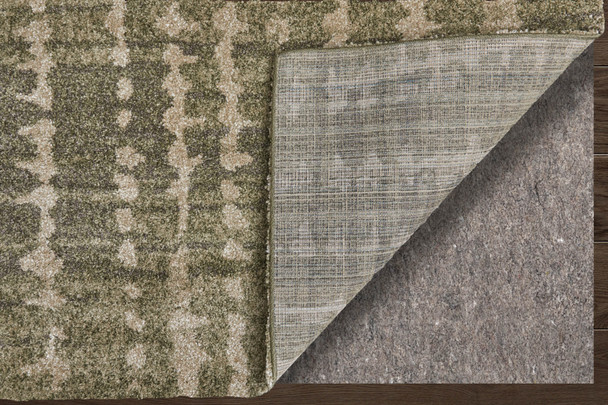 8' Green And Tan Abstract Runner Rug
