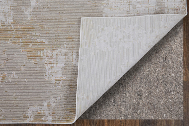 8' Gray Ivory And Brown Abstract Runner Rug