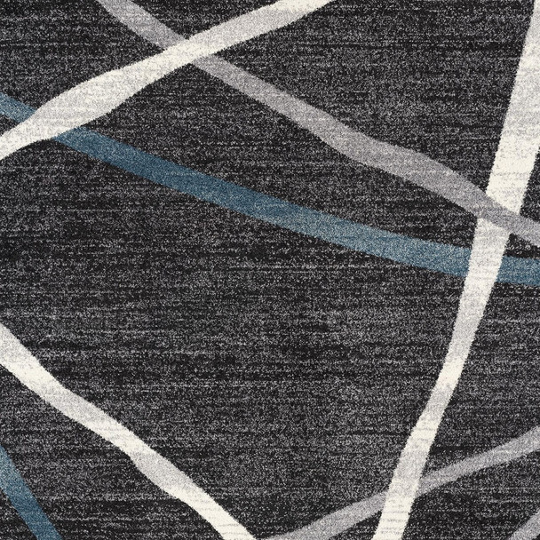 7' X 9' Distressed Black And Gray Abstract Area Rug