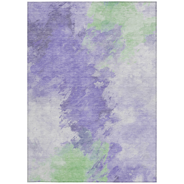 8' X 10' Lavender Mint Green And Ivory Abstract Washable Indoor Outdoor Area Rug
