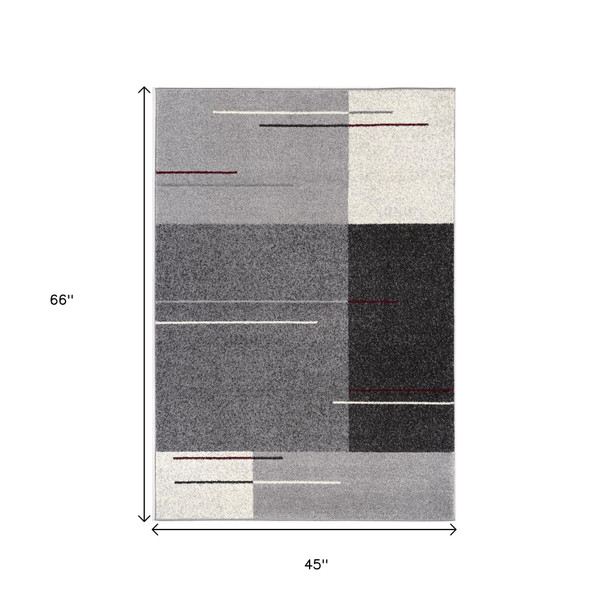 4' X 6' Gray Modern Geometric Area Rug