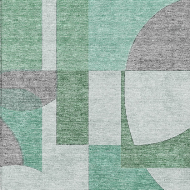 8' X 10' Green Sage And Gray Geometric Washable Indoor Outdoor Area Rug