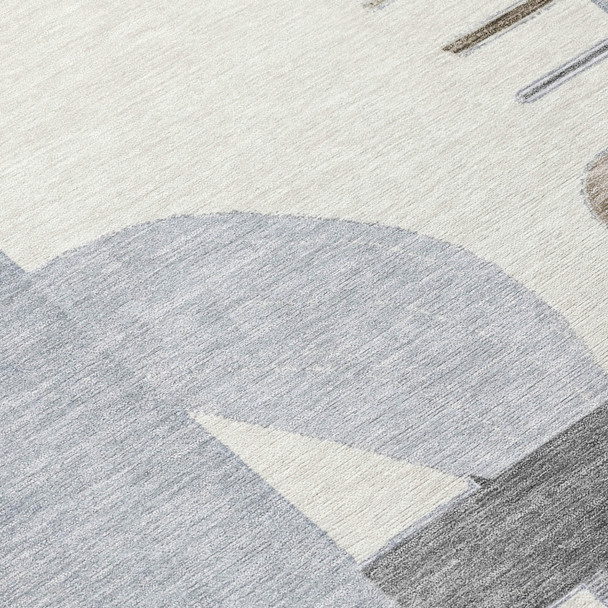 10' X 14' Taupe Gray And Ivory Geometric Washable Indoor Outdoor Area Rug