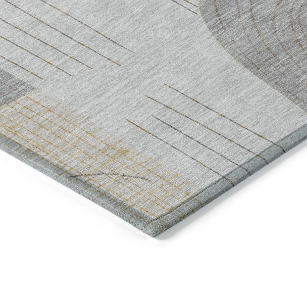 9' X 12' Silver And Gold Geometric Washable Indoor Outdoor Area Rug