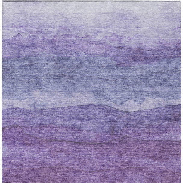 9' X 12' Purple And Lavender Abstract Washable Indoor Outdoor Area Rug
