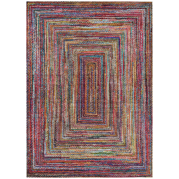 3' X 5' Rust Blue And Gold Geometric Washable Indoor Outdoor Area Rug