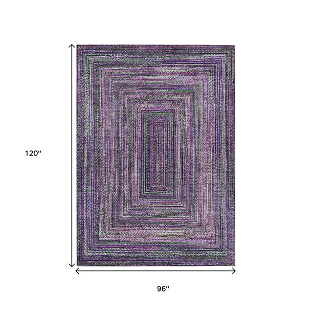 8' X 10' Purple Lavender And Gray Geometric Washable Indoor Outdoor Area Rug