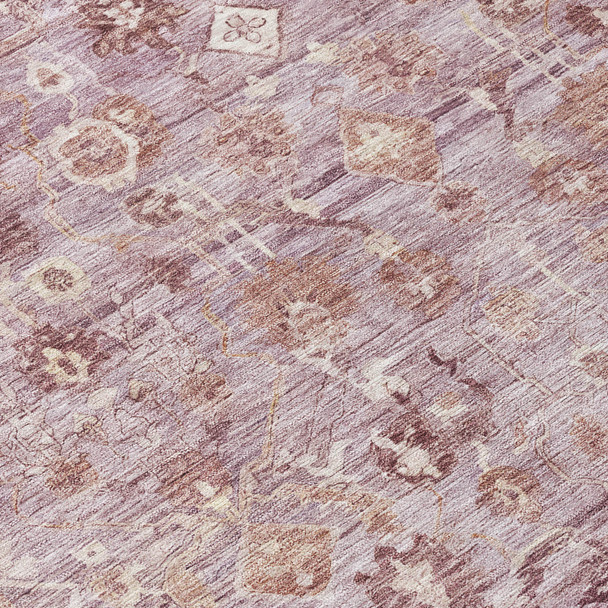 3' X 5' Blush Pink And Ivory Oriental Washable Indoor Outdoor Area Rug